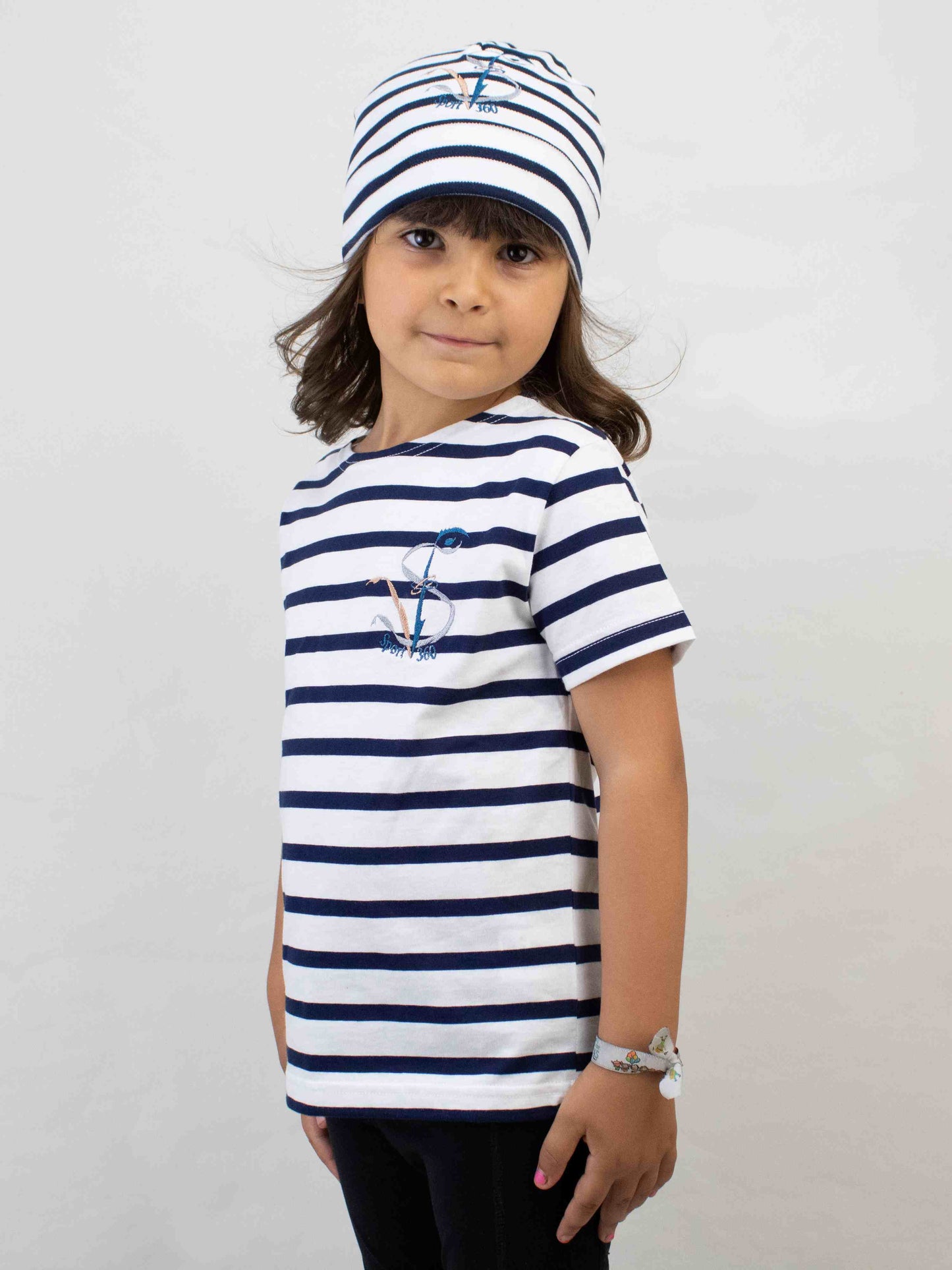 SportV360™: Bonnet, T-shirt à rayures en Coton pour Enfant, Marinière, Environnement
