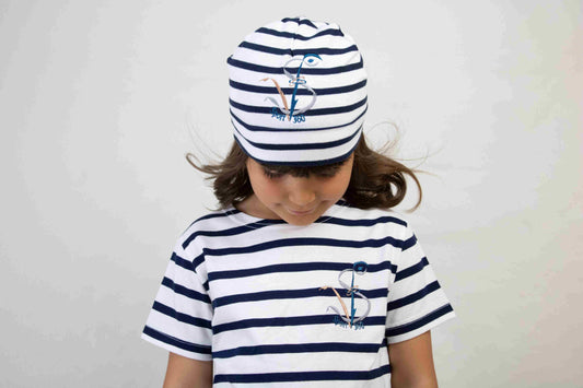 SportV360™: Bonnet, T-shirt à rayures en Coton pour Enfant, Marinière, Environnement