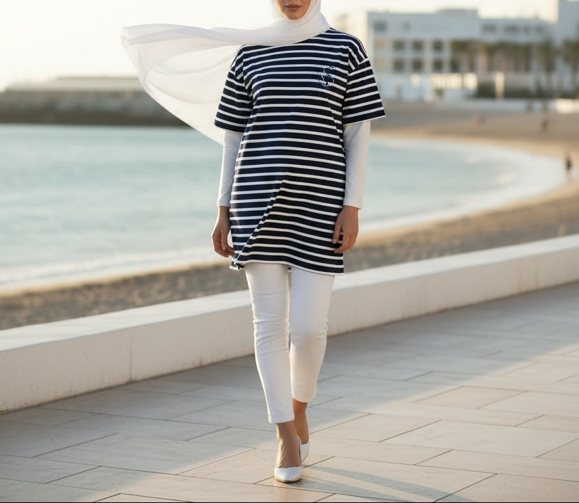 SportV360™: Robe tunique marinière 180