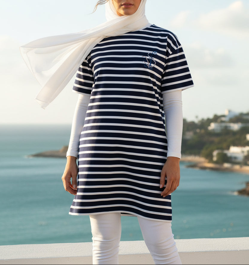 SportV360™: Robe tunique marinière 180