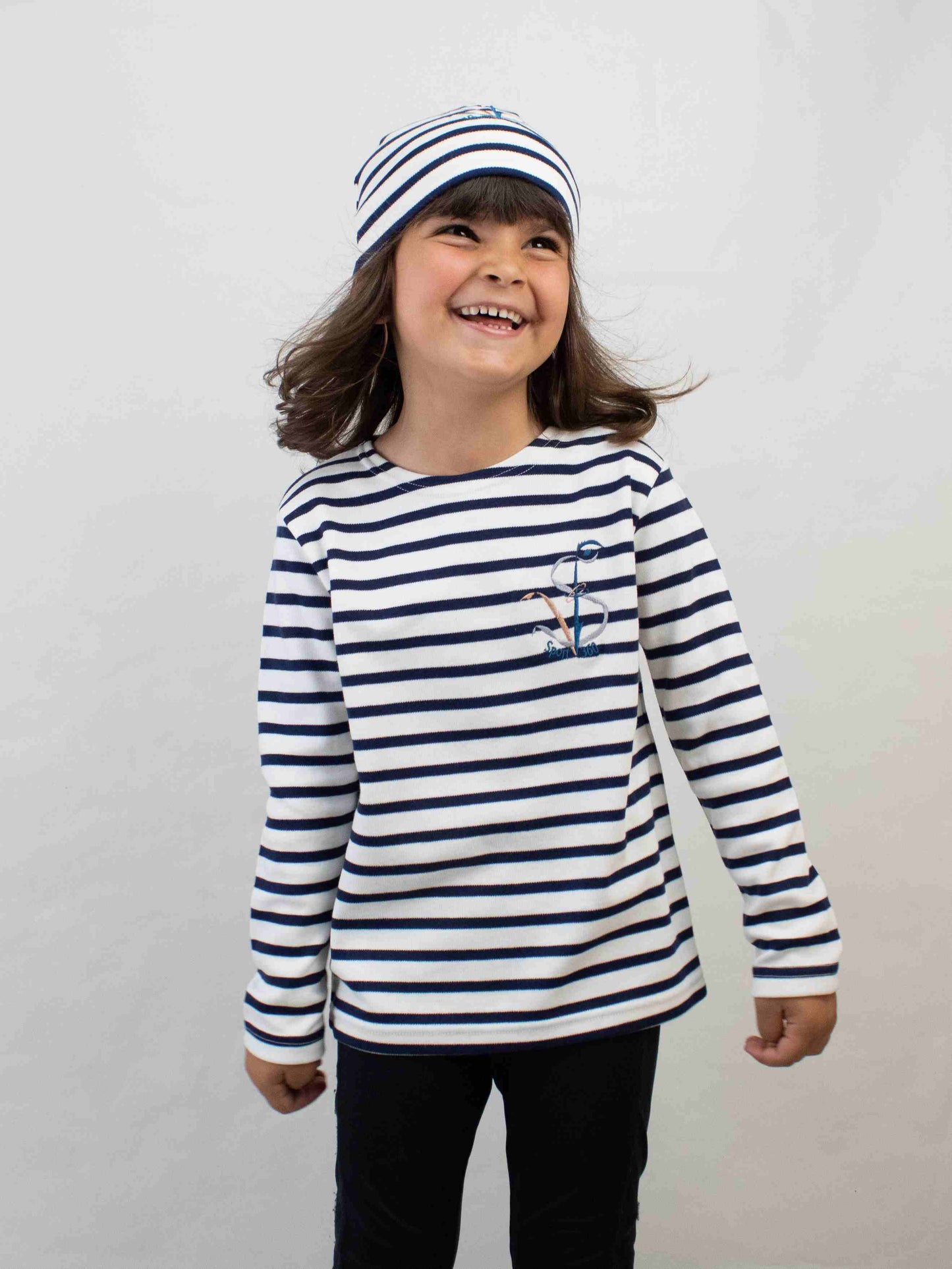 SportV360™: Pull Marinière Traditionnelle Enfant 220 Bonnet coton green